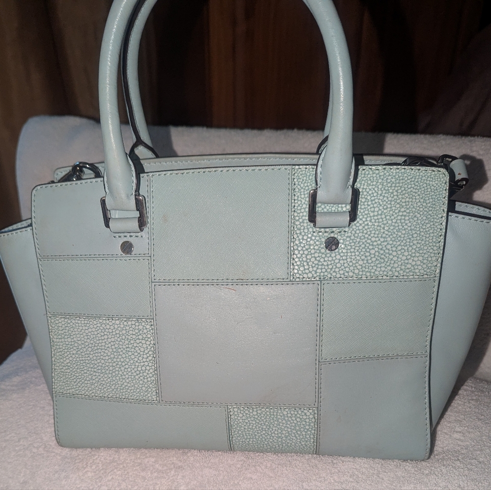 Michael Kors Selma Caledon Blue Satchel with Structured Design. - Picture 3 of 15